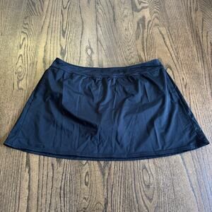 Lands End Womens Solid Black Swim Skirt Attached Brief Suit Bottom Plus Size 16W